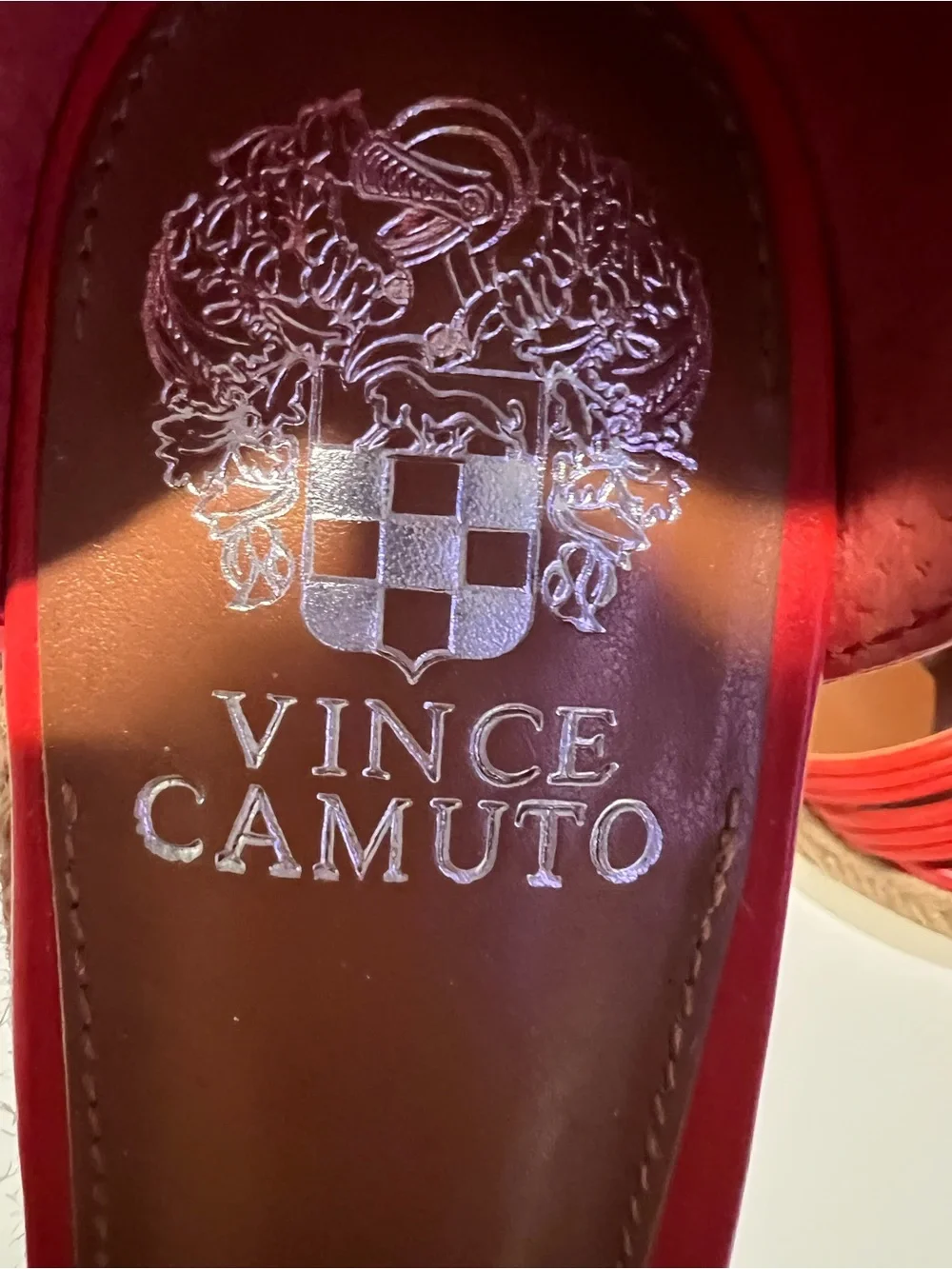 Vince Camuto Red Strappy Espadrille Wedge Sandals